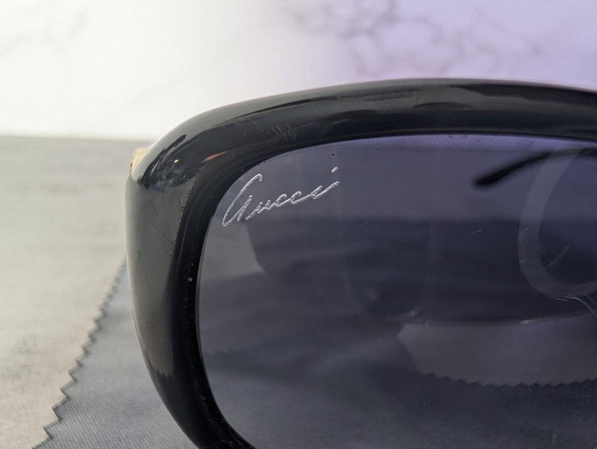 Gucci GG 3578/S Crystal Interlocking G Sunglasses, Gold and Black