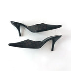Chanel CC Logo Print Pointed Toe Mules