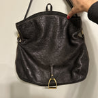 Lauren Ralph Lauren Black Leather Satchel Bag - Equestrian Themed