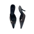 Chanel CC Logo Print Pointed Toe Mules