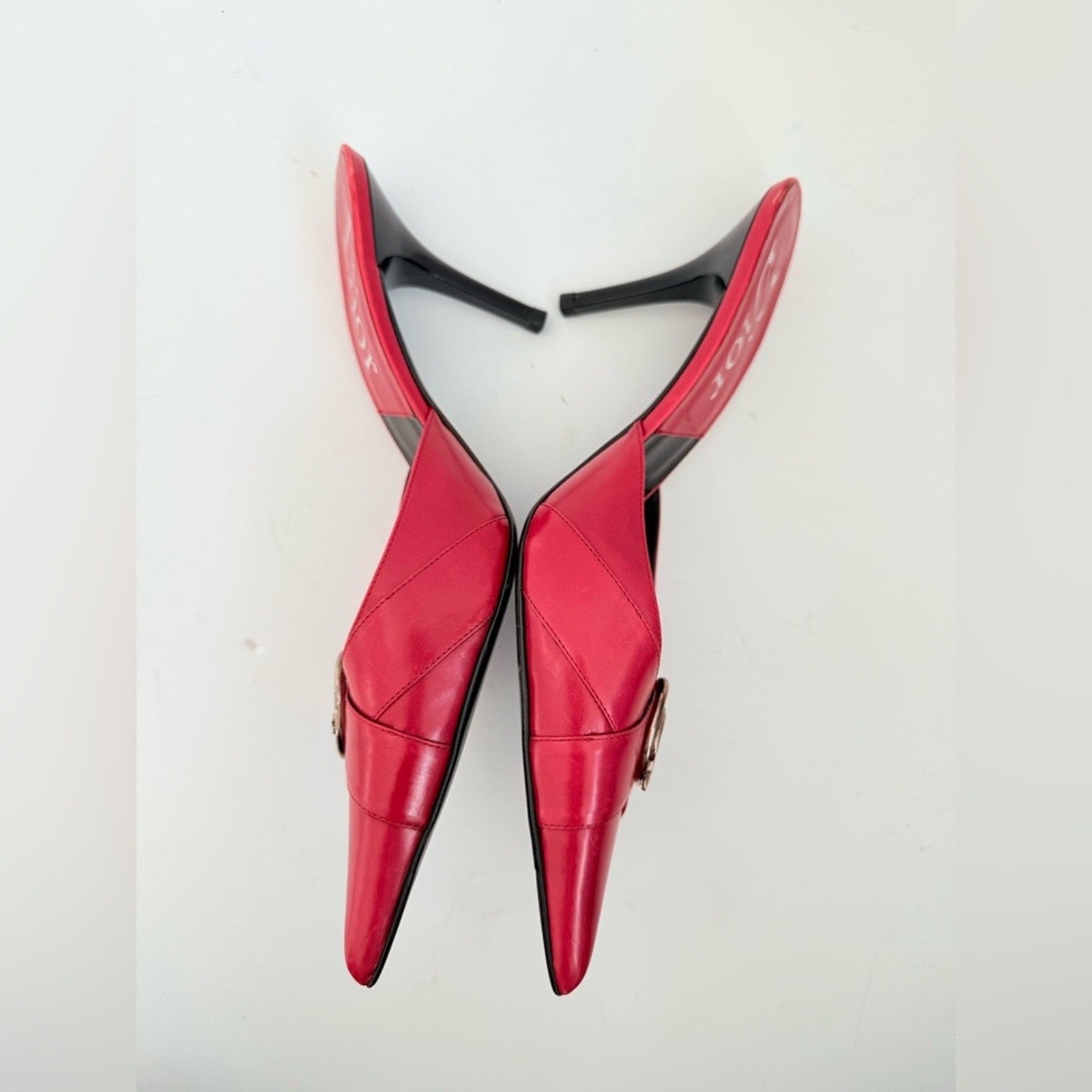 Christian Dior by John Galliano Red Leather Diva Mule Heels