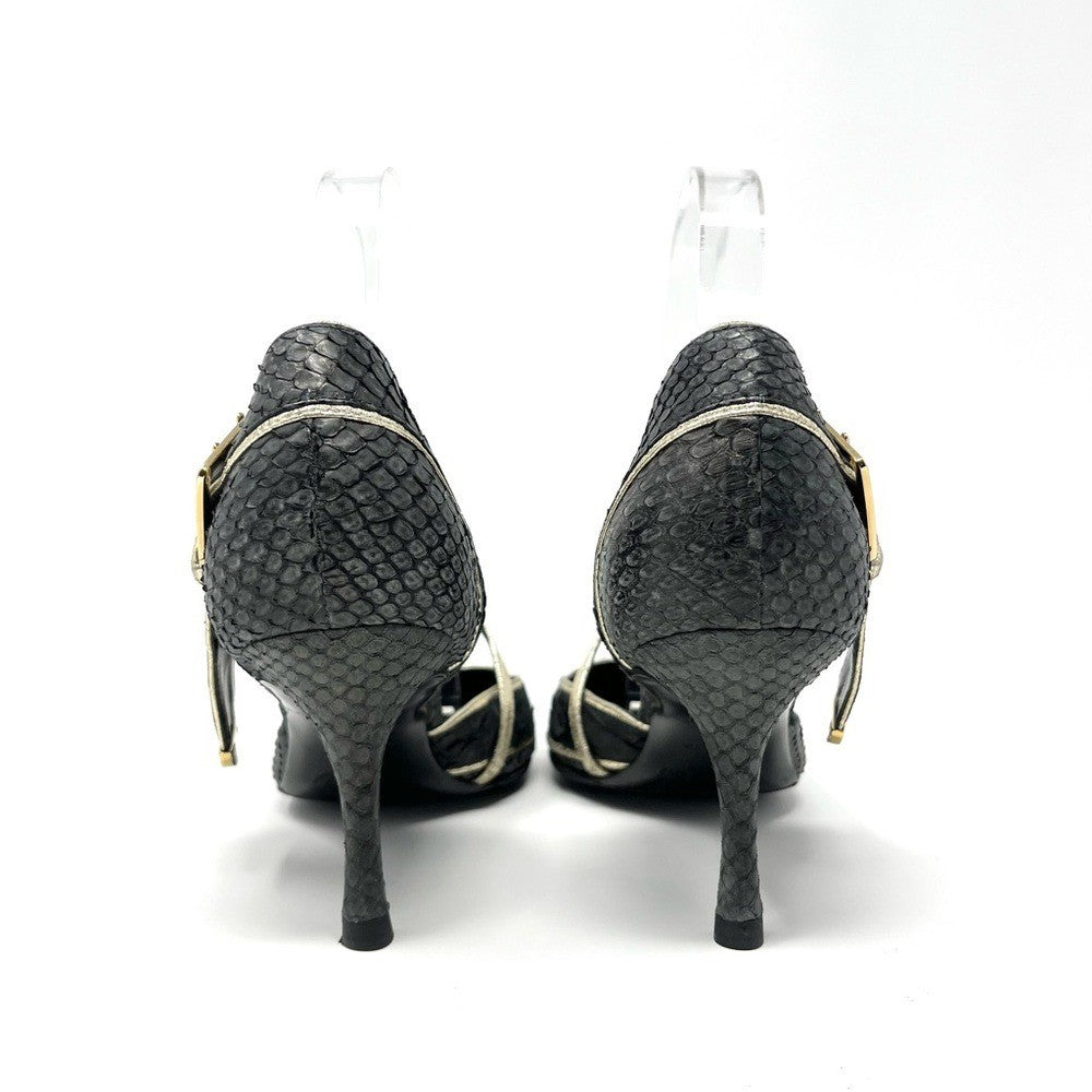 Christian Dior Galliano-Era CD Logo Buckle Heels, Black & Gold