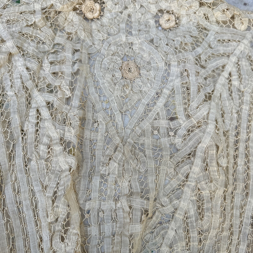 Edwardian Ecru Handmade Tape Lace Blouse Bodice