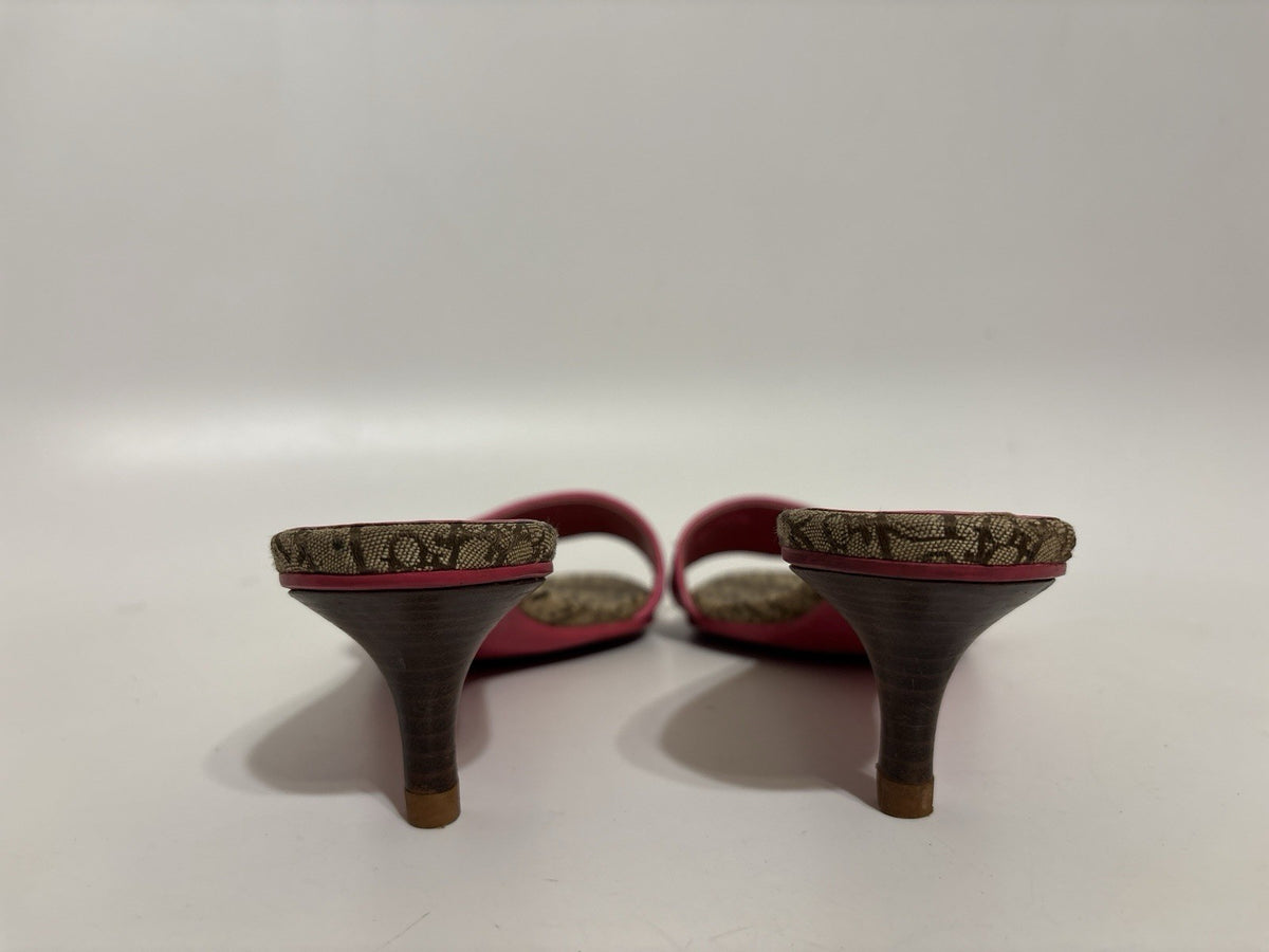 Christian Dior by John Galliano Pink Leather Monogram Sandal Heels
