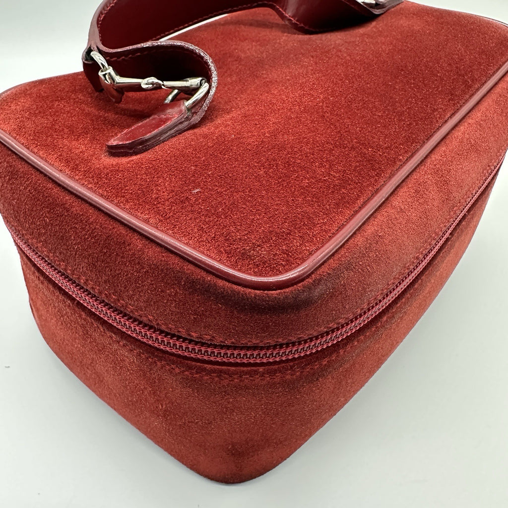 Gucci Horsebit Vanity Case in Red Suede
