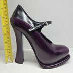 Prada Purple Black Patent Leather Strap Maryjane Heels Size EU 35 US 5