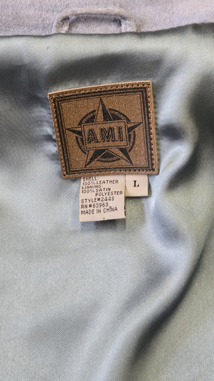 AMI Leather Suede Shirt Jacket, Pastel Blue