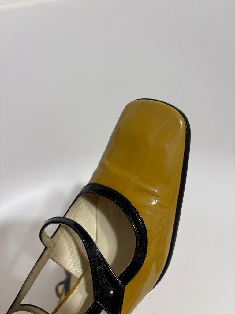 Prada Vintage Mustard Yellow Slingback Heels