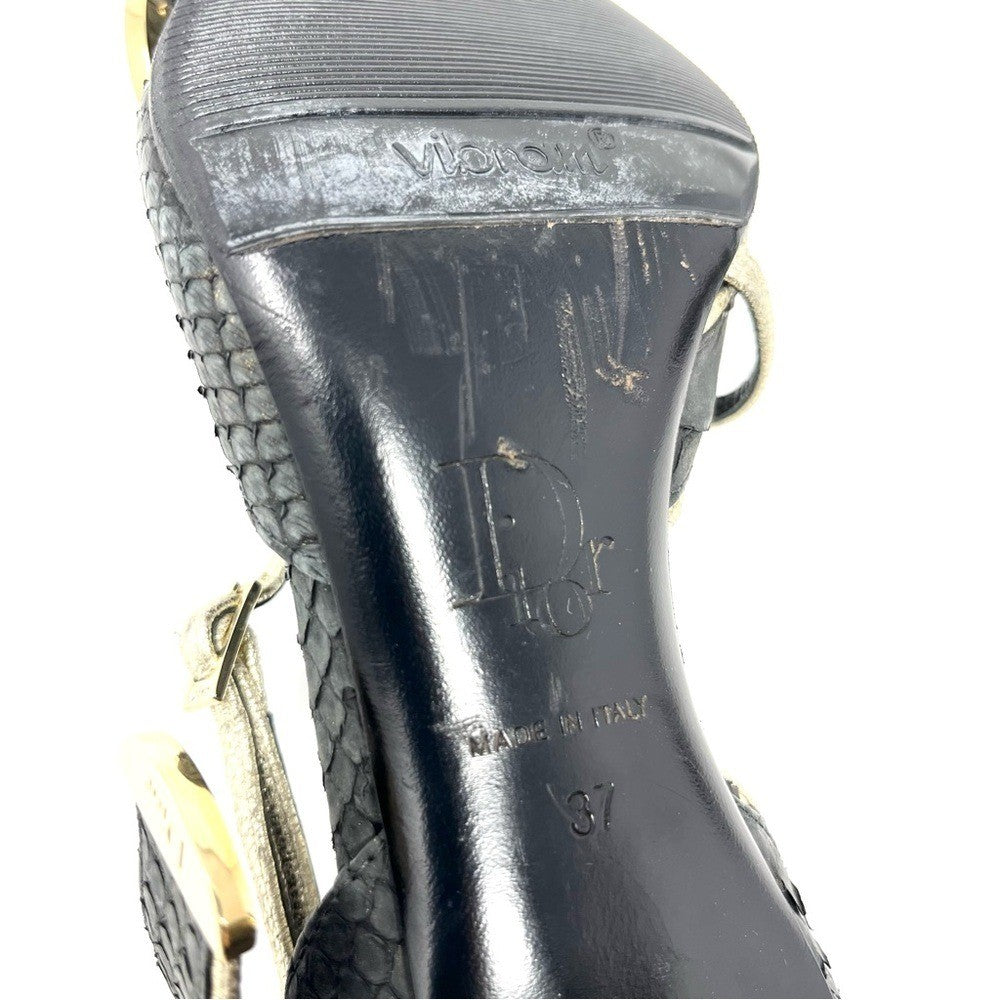 Christian Dior Galliano-Era CD Logo Buckle Heels, Black & Gold