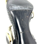 Christian Dior Galliano-Era CD Logo Buckle Heels, Black & Gold