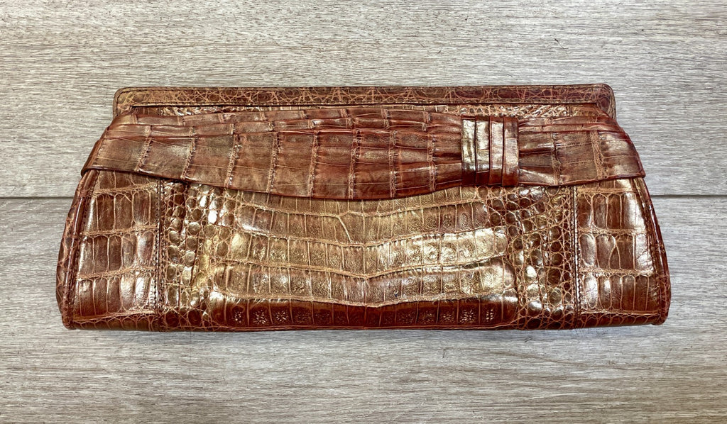 Nancy Gonzalez Brown Alligator Clutch
