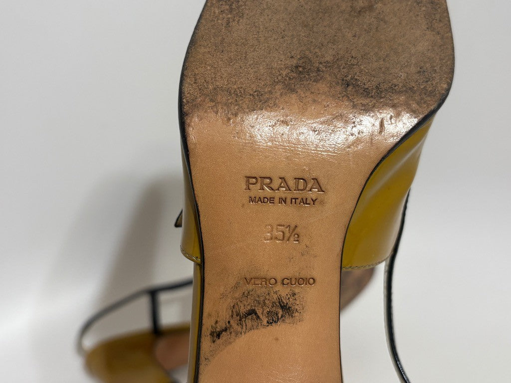 Prada Vintage Mustard Yellow Slingback Heels