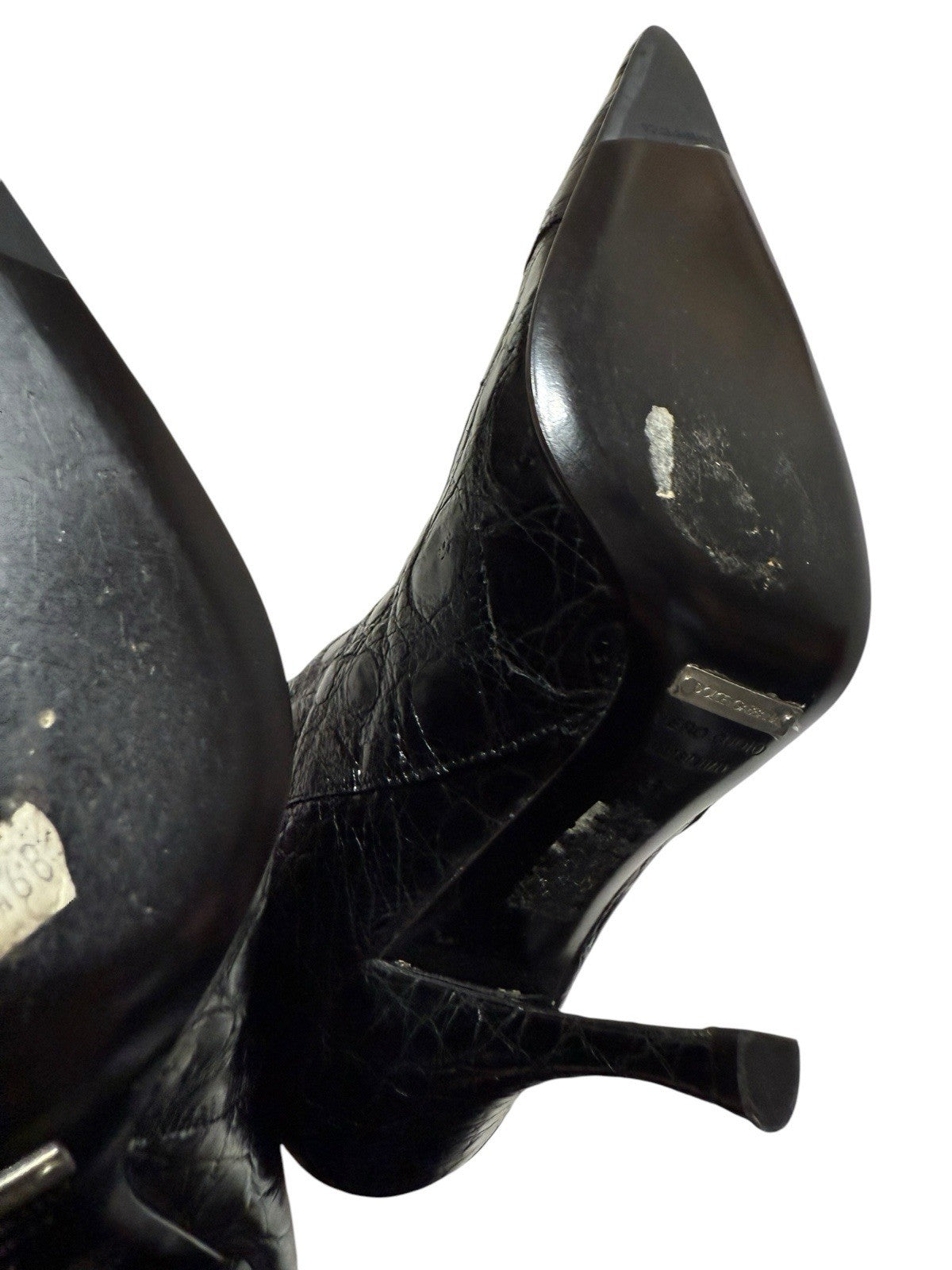 Dolce & Gabbana Black Croc-Embossed Over-the-Knee Boots