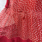 Marjone 1920s Red Silk Chiffon Polka Dot Dress