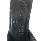 Chanel CC Logo Print Pointed Toe Mules