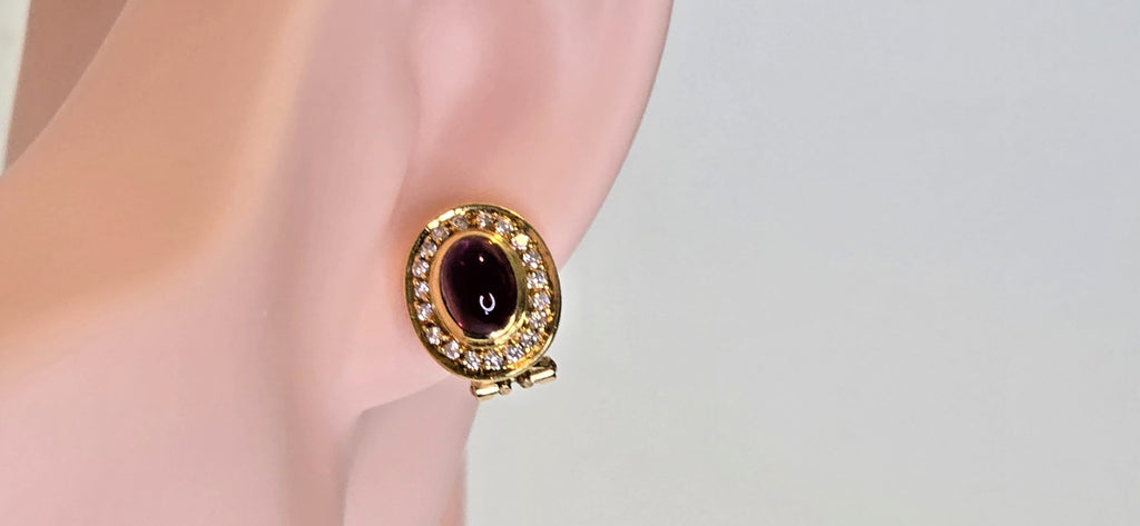 18K Amethyst and Diamond Vintage Earrings