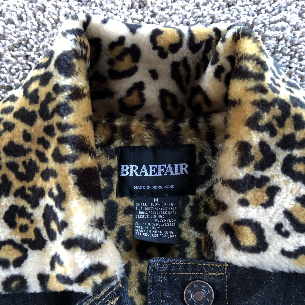 Braefair Denim Coat with Leopard Print Faux Fur Lining