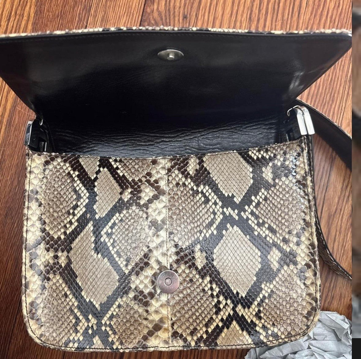 Prada Vintage Tan Brown Real Python Snake Skin Leather Shoulder Bag