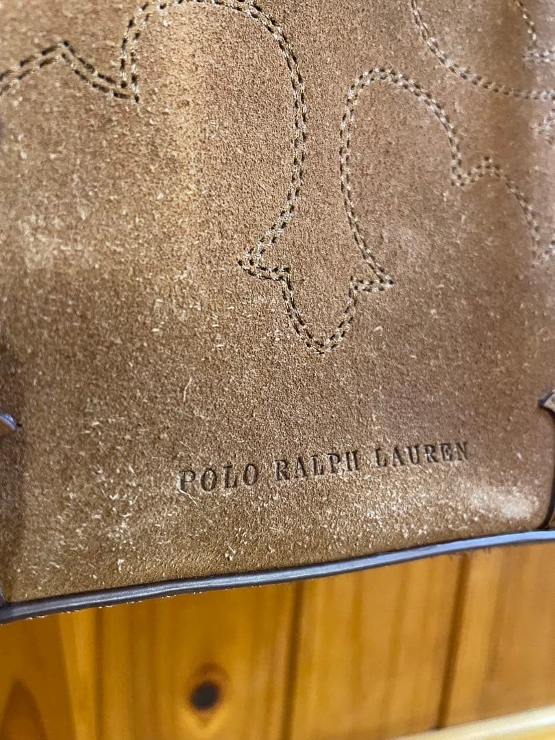 Polo Ralph Lauren Brown Suede Embroidered Tote Bag