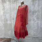 Marjone 1920s Red Silk Chiffon Polka Dot Dress