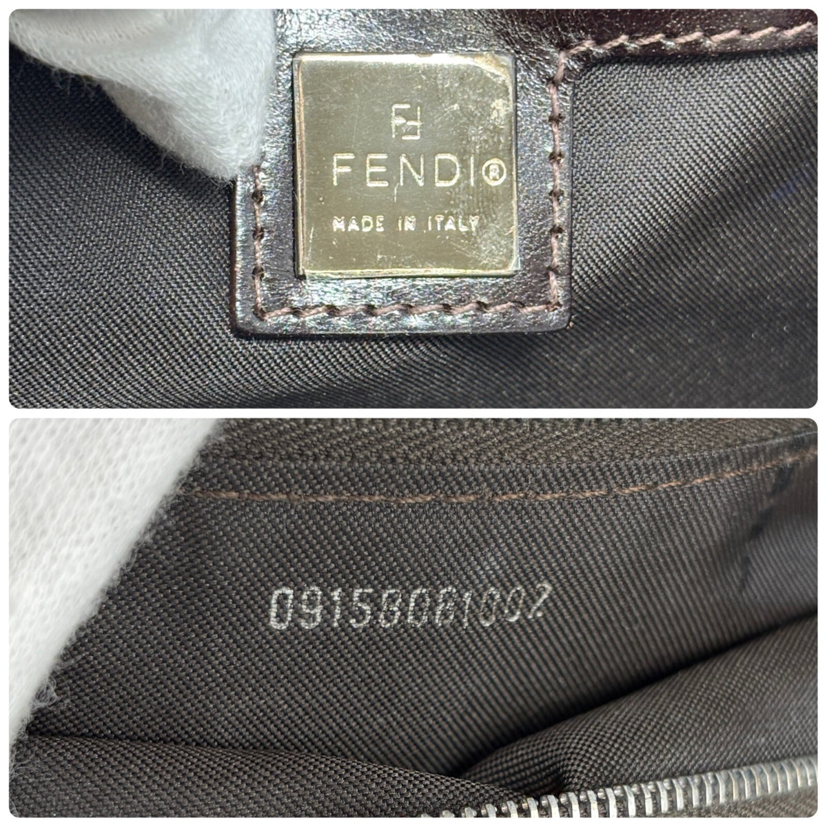 Fendi Vintage FF Logo Calf Hair Shoulder Bag, Brown & Silver