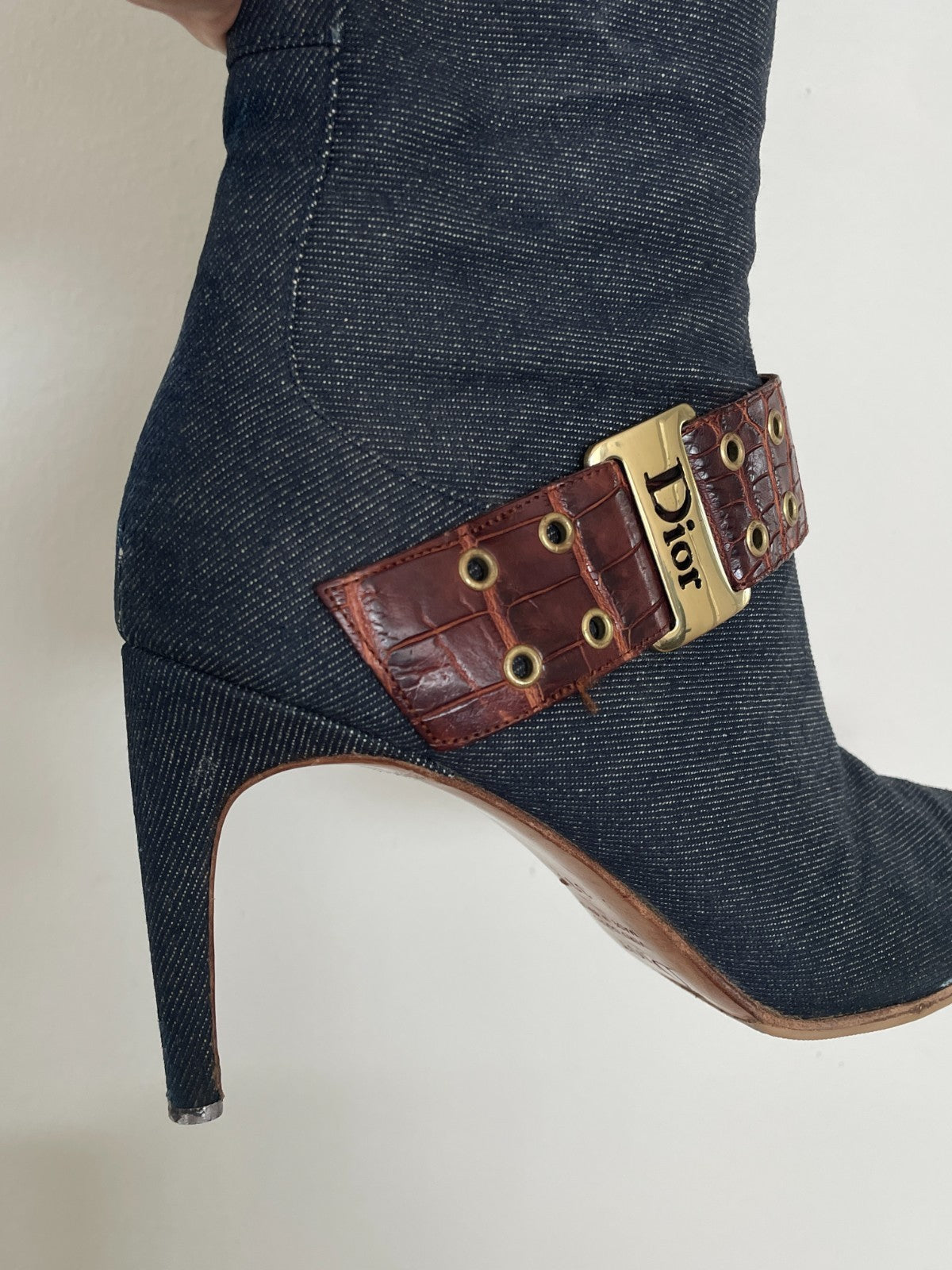 Christian Dior by John Galliano Denim Knee Boots