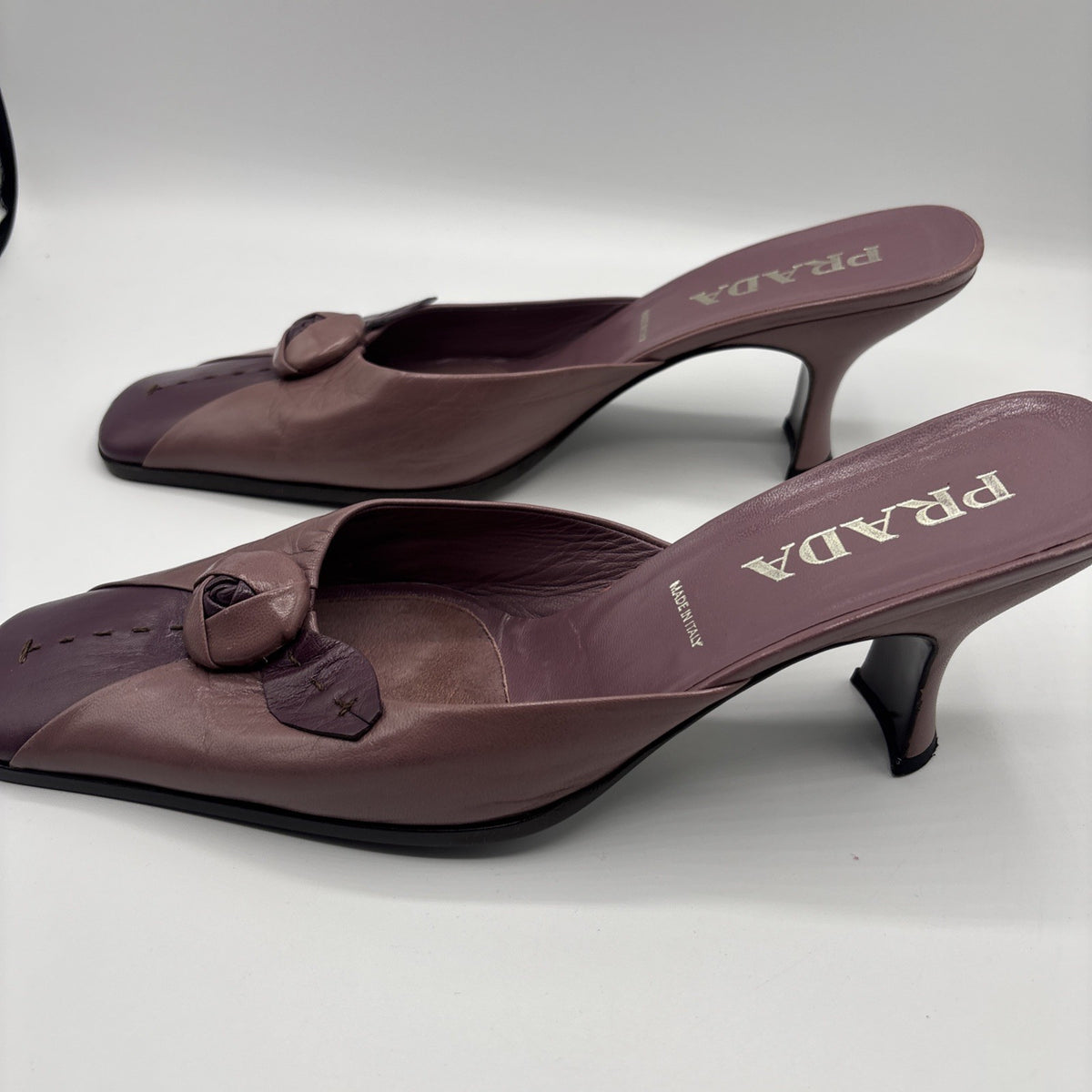 Prada Vintage Two-Tone Mauve Purple Mule Block Heels
