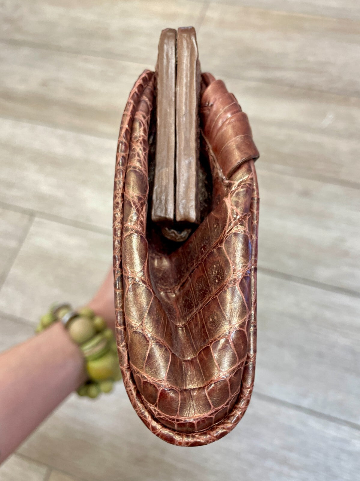 Nancy Gonzalez Brown Alligator Clutch