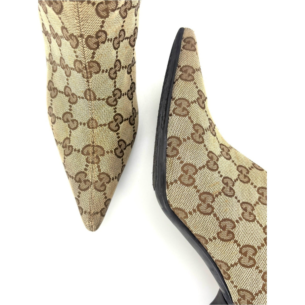 Gucci by Tom Ford GG Monogram Canvas Pointed-Toe Ankle Boots