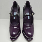 Prada Purple Black Patent Leather Strap Maryjane Heels Size EU 35 US 5
