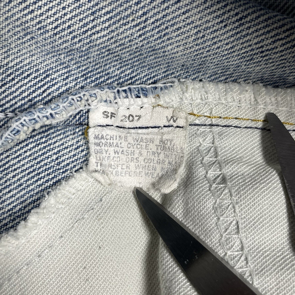 Levi's 505 Orange Tab Jeans, Medium Wash Distressed Denim