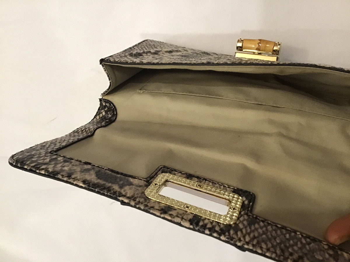Handmade Python Skin Clutch Wallet With Pen Holder