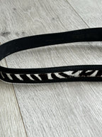 Terry Stack Italian Leather Belt in Black &amp; White Pony Hair