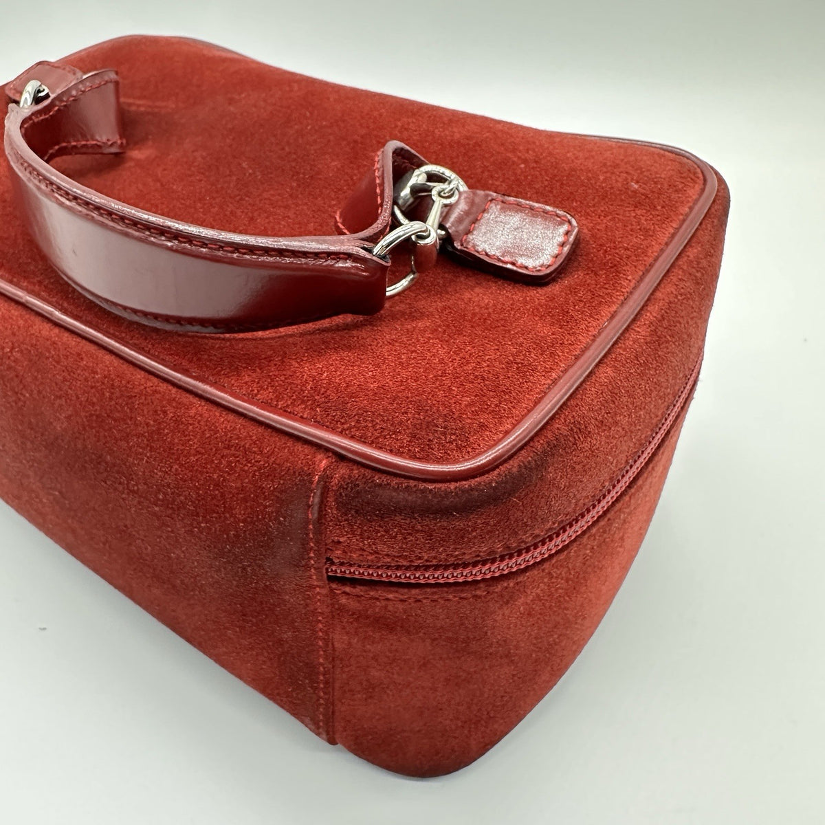 Gucci Horsebit Vanity Case in Red Suede