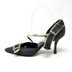Christian Dior Galliano-Era CD Logo Buckle Heels, Black & Gold