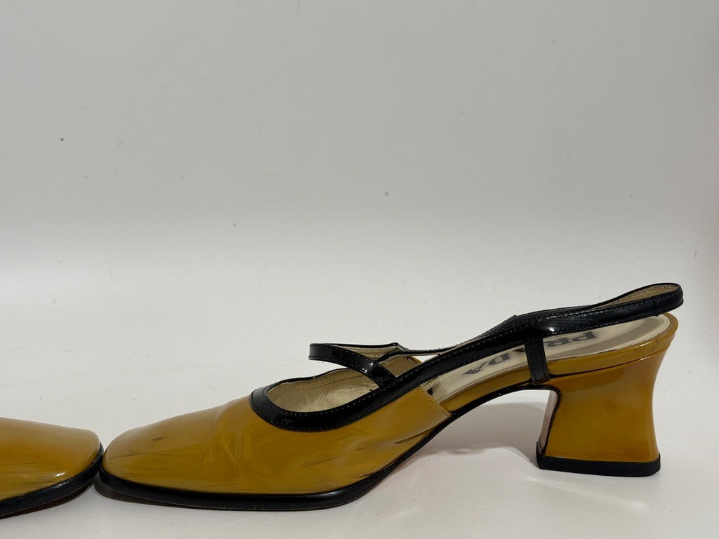 Prada Vintage Mustard Yellow Slingback Heels