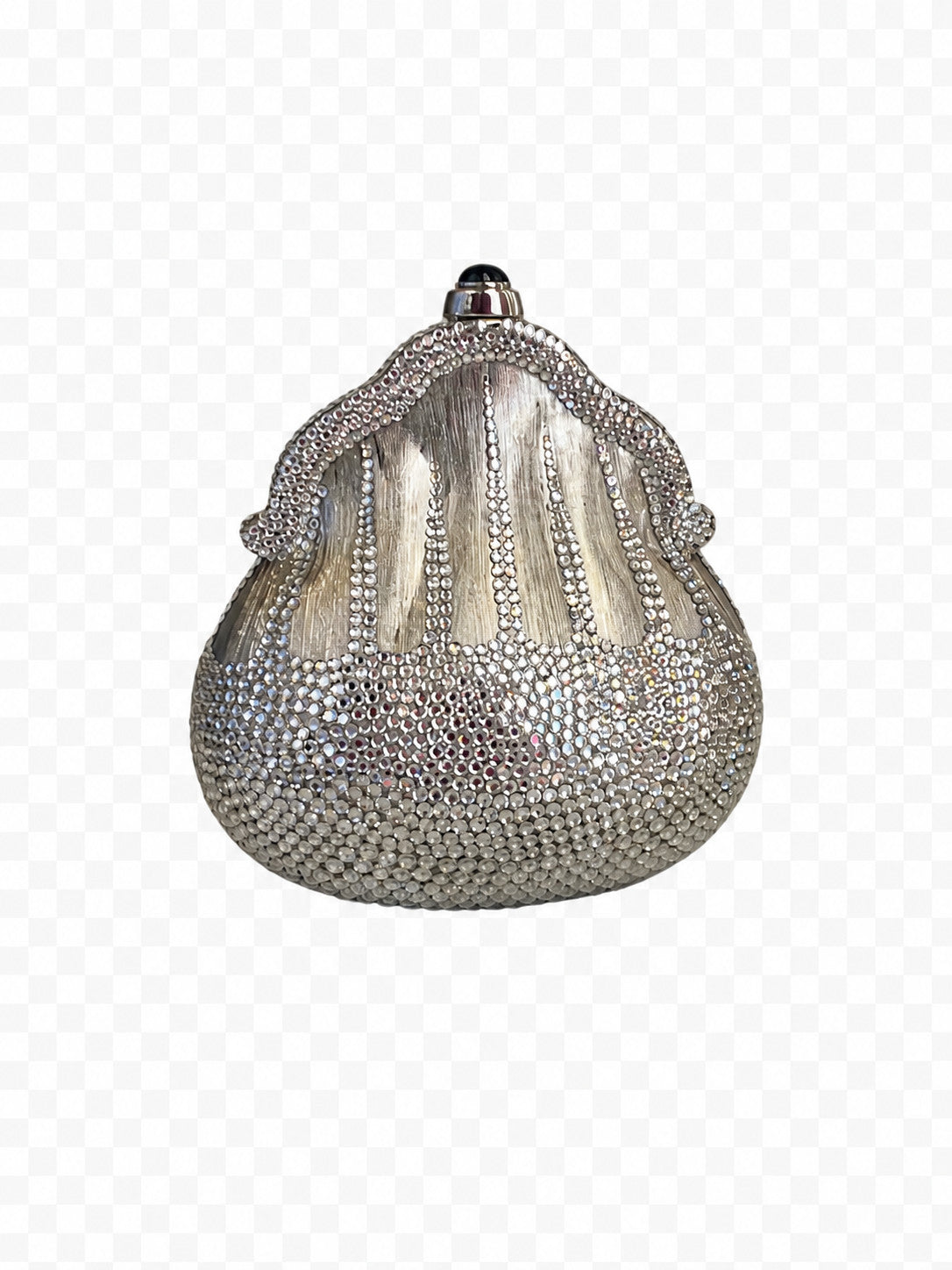 Judith Leiber Crystal Shell Minaudiere Clutch in Silver