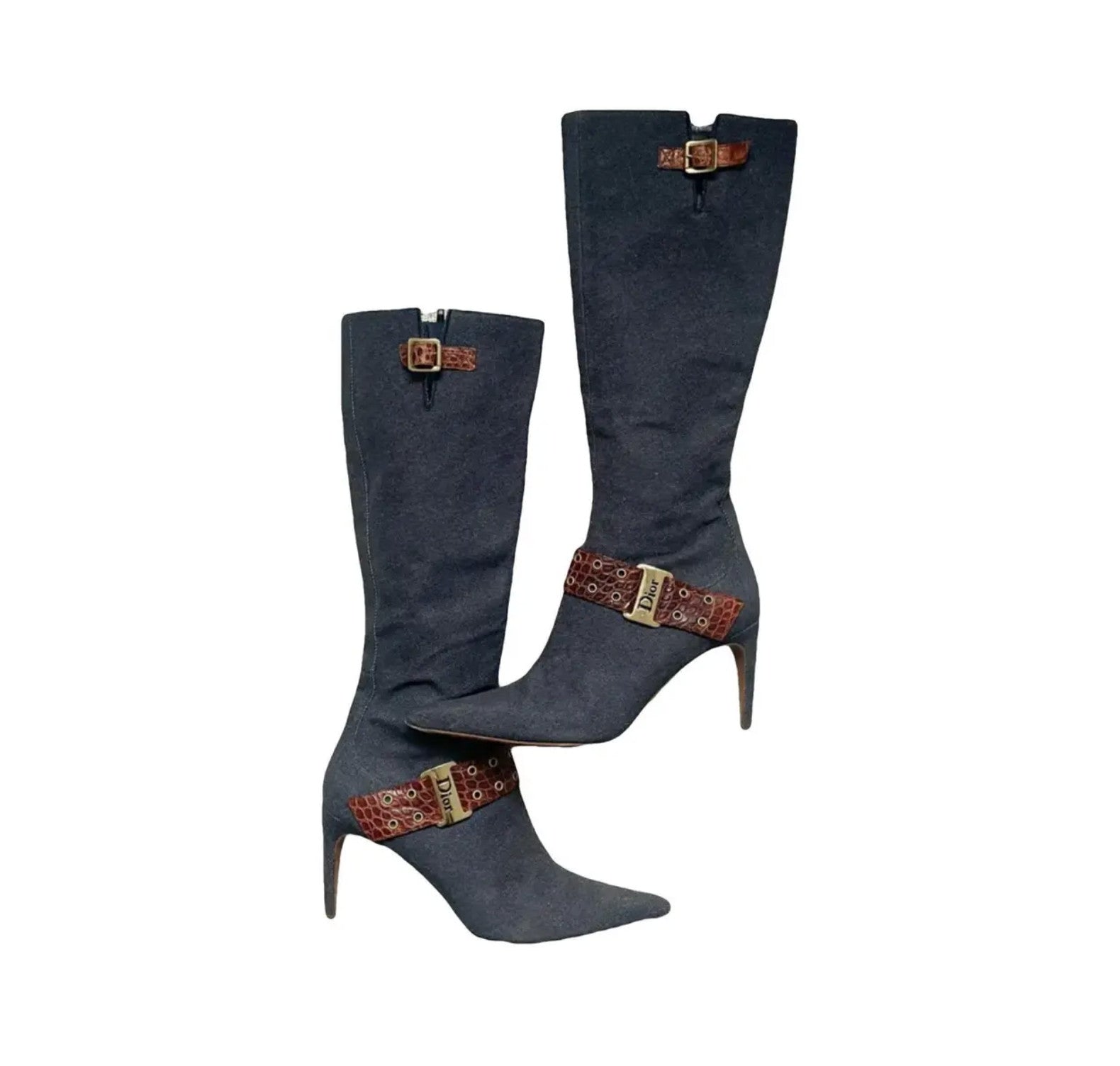 Christian Dior by John Galliano Denim Knee Boots