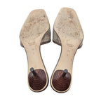 Gucci GG Monogram Square Toe Kitten Heel Mules