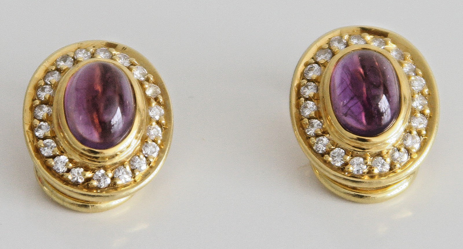 18K Amethyst and Diamond Vintage Earrings