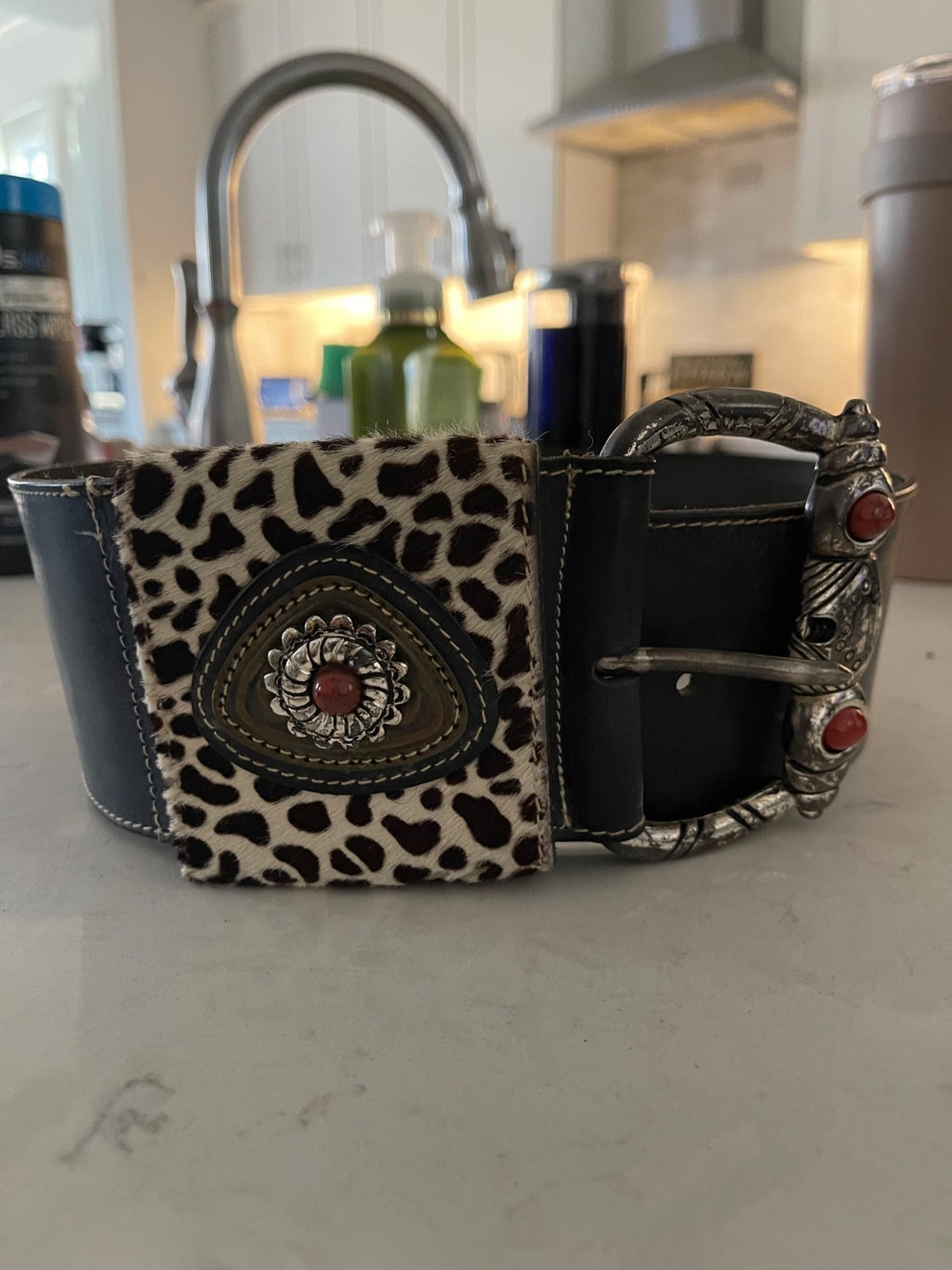 Doppiavita Italian Statement Belt in Leather &amp; Pony Hair