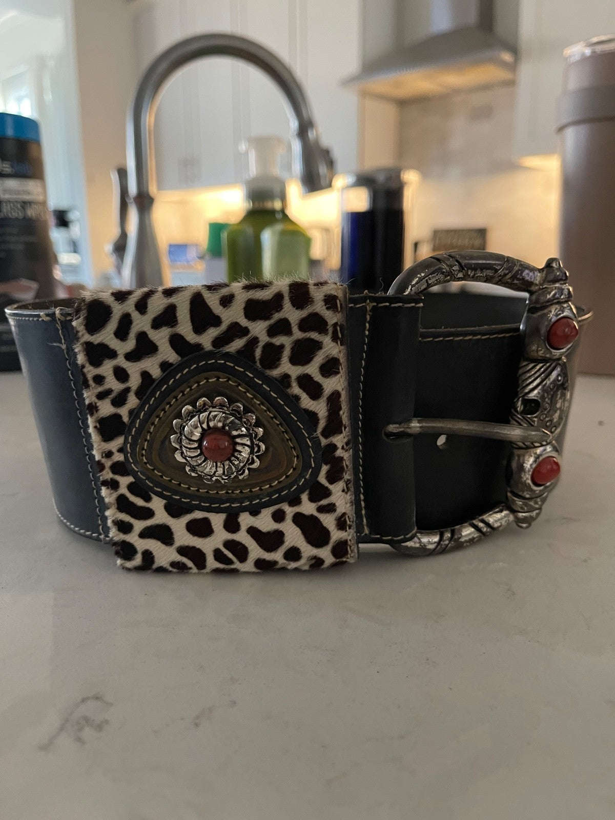 Doppiavita Italian Statement Belt in Leather &amp; Pony Hair