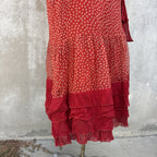 Marjone 1920s Red Silk Chiffon Polka Dot Dress