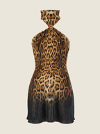 Roberto Cavalli Class Leopard Print Halter Dress