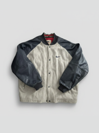 Vintage 80s–90s Nike Wool & Leather Varsity Letterman Jacket Grey/Navy