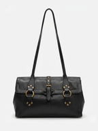 Balenciaga Vintage Black Handbag with Lace-Trim Detail