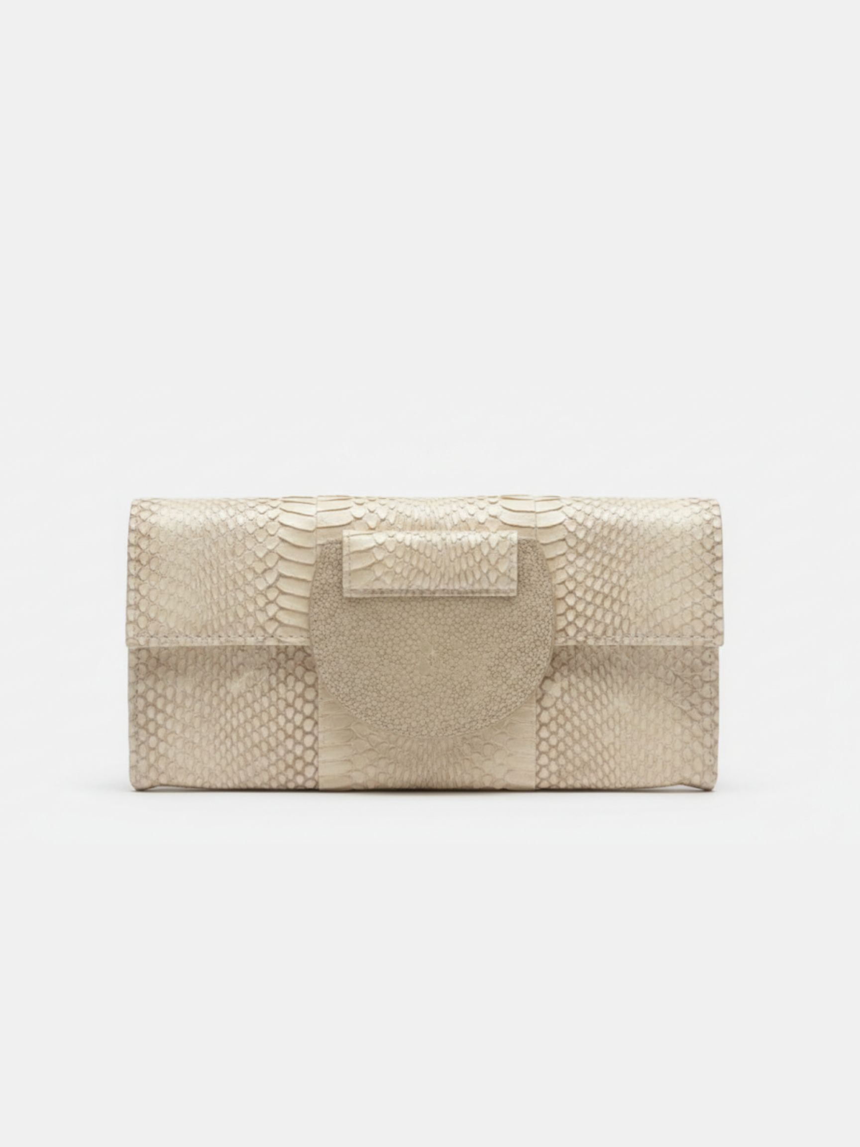 R&Y Augousti Vintage Python Snakeskin Hard-Shell Clutch