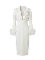 Andrew Gn Feather Trim Blazer Midi Dress