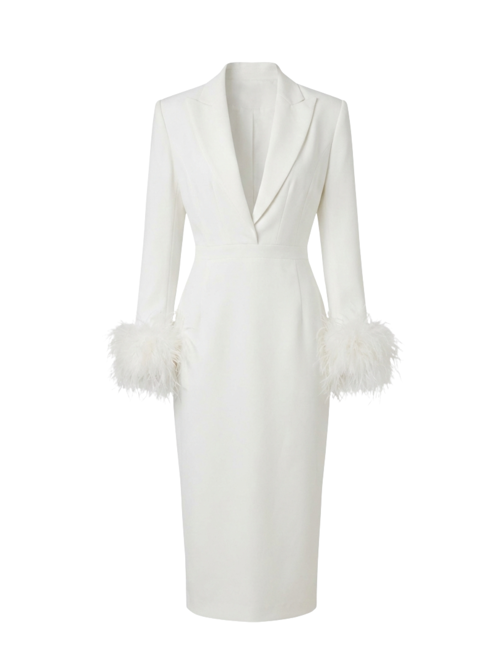 Andrew Gn Feather Trim Blazer Midi Dress
