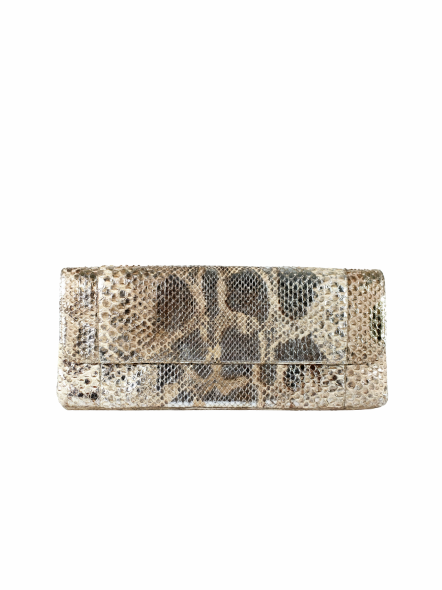 Nancy Gonzalez Metallic Silver & Gold Python Long Clutch